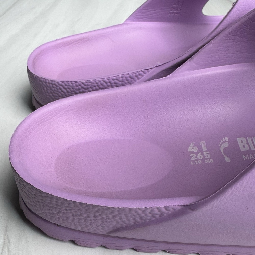 Birkenstock Arizona EVA Sandals 41 Womens 10 Mens 8 Lavender Purple White Buckle - Picture 13 of 16